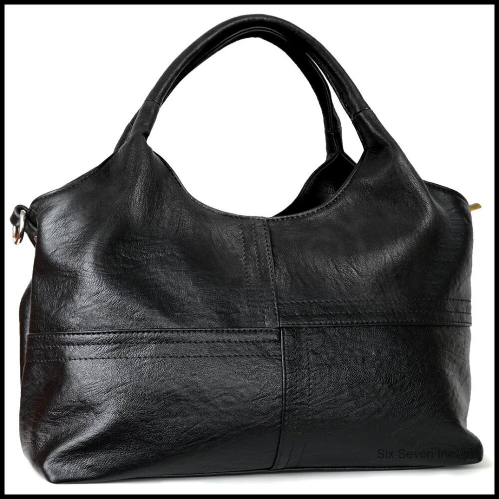 Vegan Leather Tote Hobo Bag with Detachable Strap Minimal Chic Designer